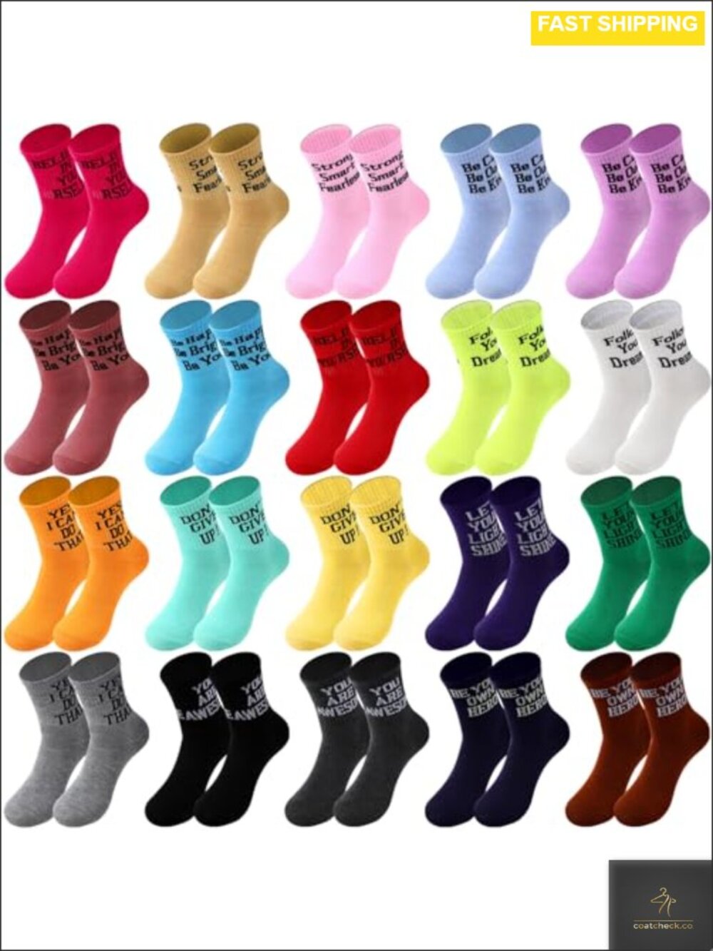 20 Pack Crazy Funny Emotion Women's Socks Medium Cotton Blend Crew